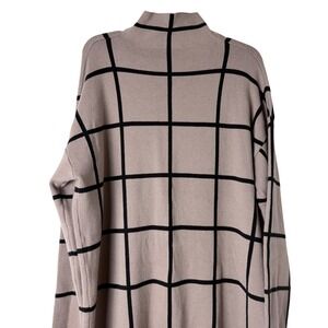 SHEIN Sweater Dress Knit Women Large Taupe Black Windowpane Plaid Mock Neck Long